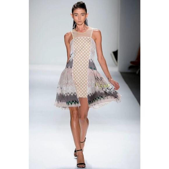 Timo Weiland Runway Nude High-Low Mixed Media Dress 2 - Picture 7 of 7